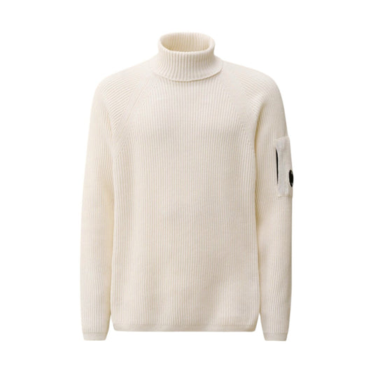 C.P. Company White Knitwear Turtleneck Sweatshirt