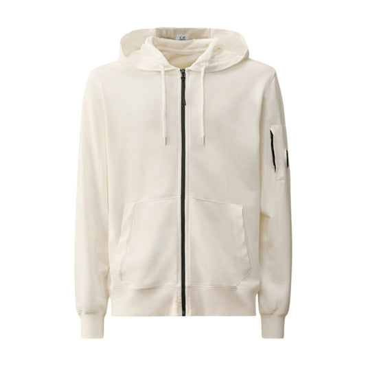 C.P. Company White Zipped Lens Hoodie