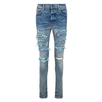 Amiri Brand Embossed Ripped Blue Jeans