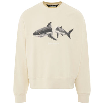 Palm Angels Crewneck Shark Logo Cream Sweater