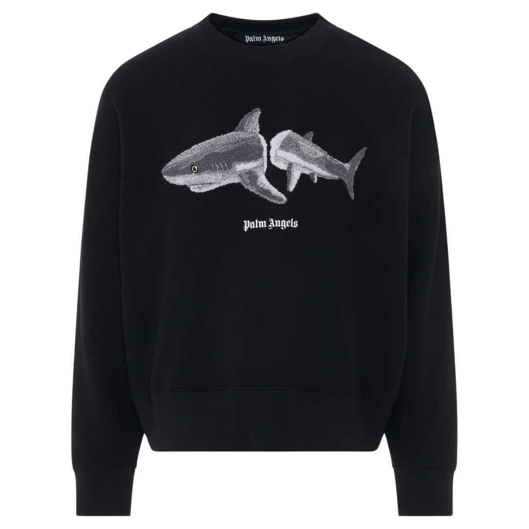 Palm Angels Shark Logo Crewneck Black Sweater