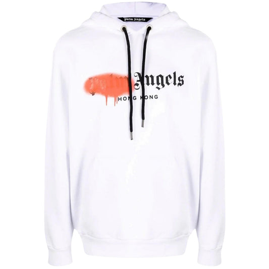 Palm Angels Hoodie White Spray Logo