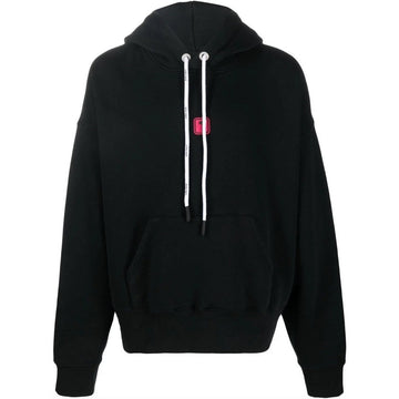 Palm Angels Pink Logo Crewneck Black Hoodie