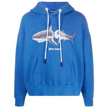 Palm Angels Blue Shark Logo Hoodie