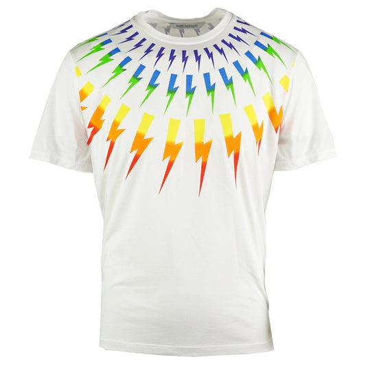 Neil Barrett Multicolour Lightning Bolt White Oversize Tee