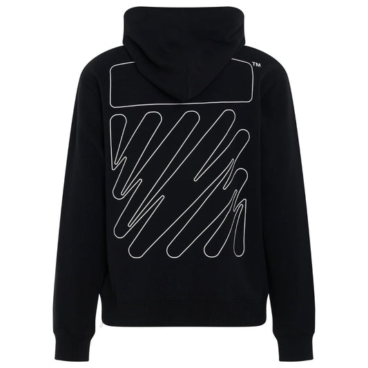 Off-White Wave Outline Diag Design Black Slim Hoodie