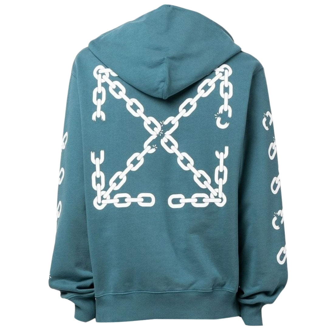 Off-White Chain Arrow Logo Blue Hoodie