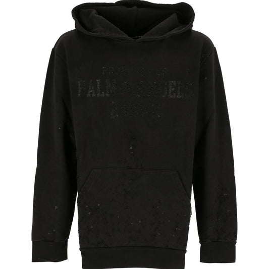 Palm Angels Damaged Logo Black Hoodie