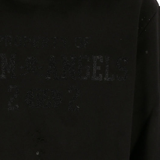 Palm Angels Damaged Logo Black Hoodie