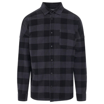 Palm Angels Curved Logo Checked Black Shirt